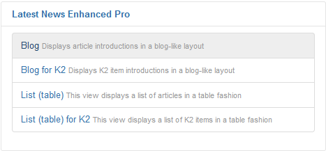 Available blog views