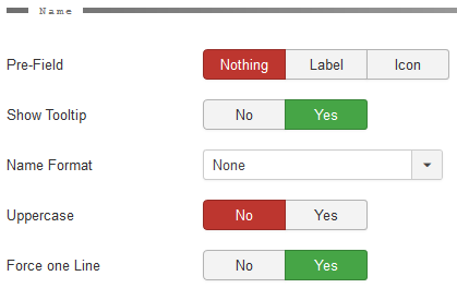 Set the name parameters