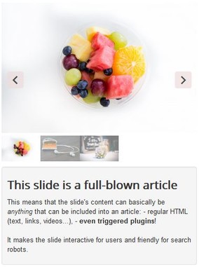 Captions under slideshow