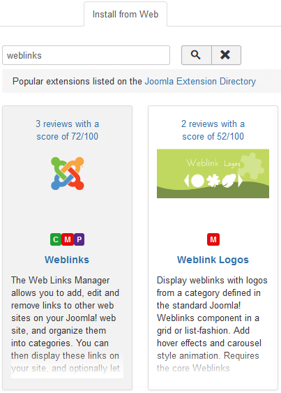 Install the Weblinks component