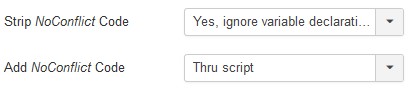 Set noconflict but ignore variable declarations