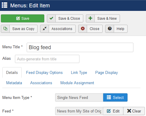 Select the feed entry