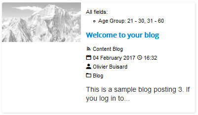 The resulting output for Newsfeeds: Fields