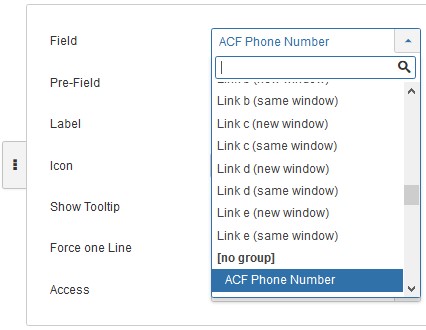 Selecting the phone field