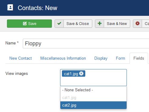 The contact images selection