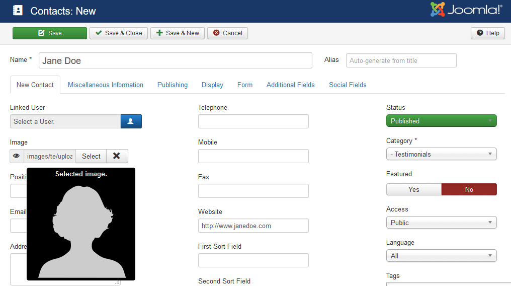 Create a new contact